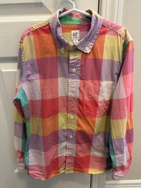 🎉BUNDLE 10 for $30🎉 GAP Kids Pastel Multicolor Plaid Button-Up Shirt